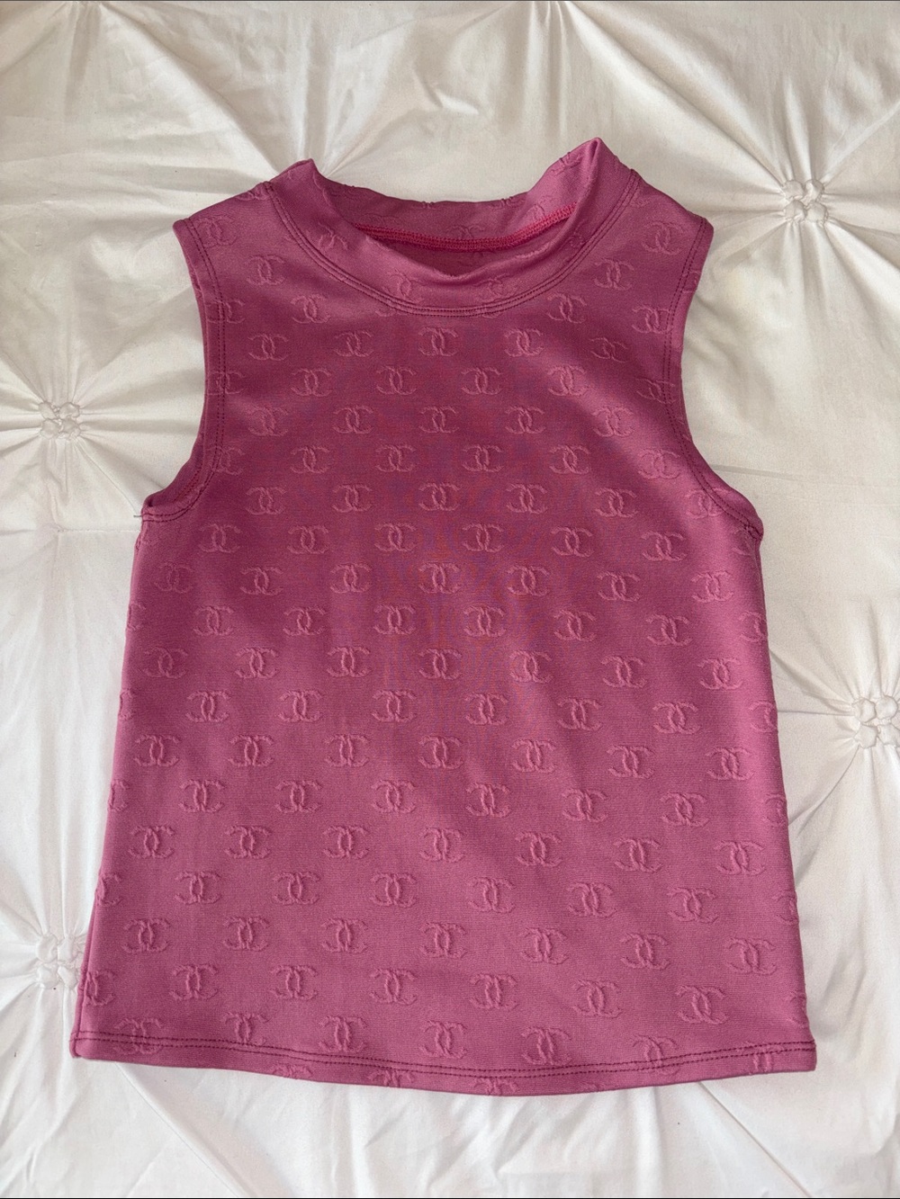 CC Textured Sleeveless Top in Pink